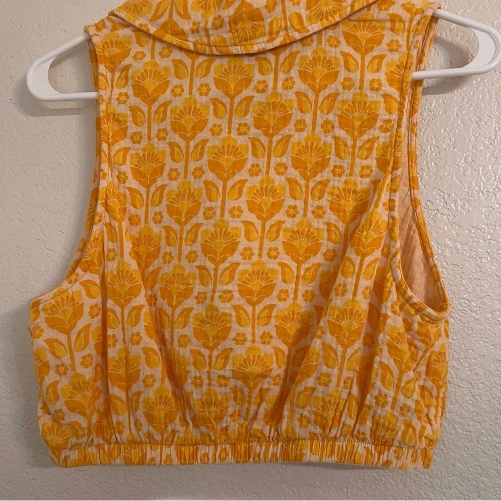 Show me your Mumu yellow floral crop top Camden top boho chic festival summer - Picture 2 of 7